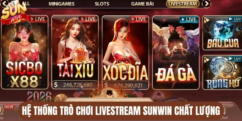 Hệ thống trò chơi livestream Sunwin chất lượng