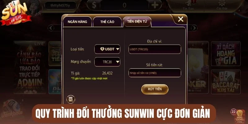 Quy trình đổi thưởng Sunwin cực đơn giản