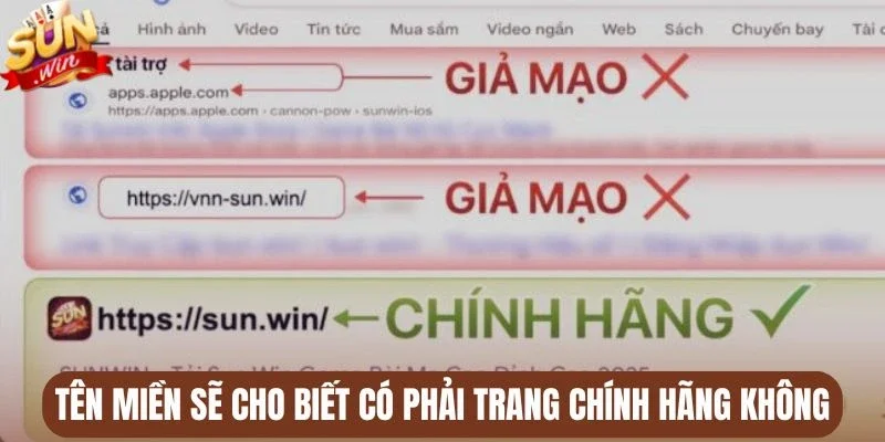 Tên miền sẽ cho biết có phải trang chính hãng không