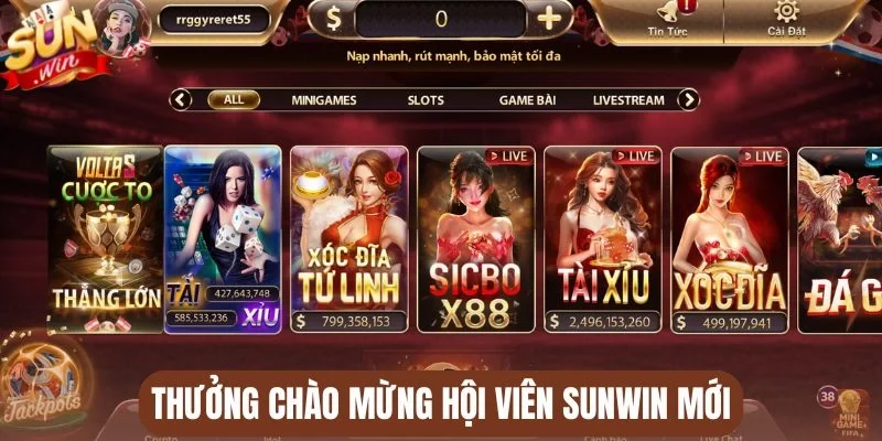 Thưởng chào mừng hội viên Sunwin mới