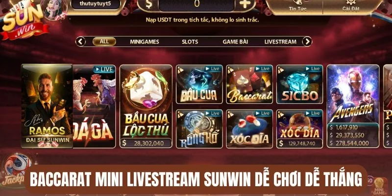 Baccarat mini livestream Sunwin dễ chơi dễ thắng