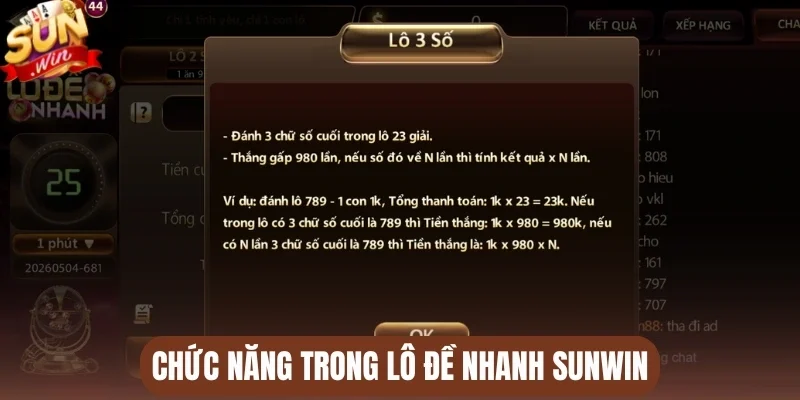Chức năng trong lô đề nhanh Sunwin