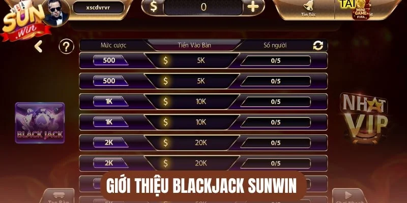 Giới thiệu Blackjack Sunwin