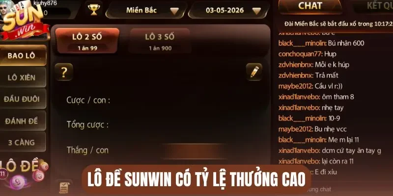 Lô đề Sunwin có tỷ lệ thưởng cao