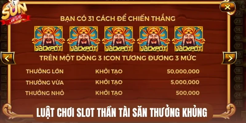 Luật chơi slot Thần tài săn thưởng khủng