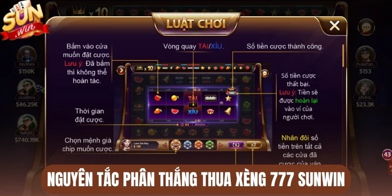 Nguyên tắc phân thắng thua Xèng 777 Sunwin