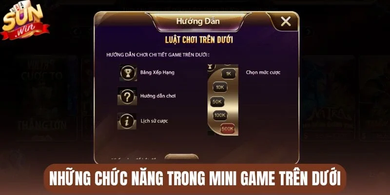 Những chức năng trong mini game Trên dưới