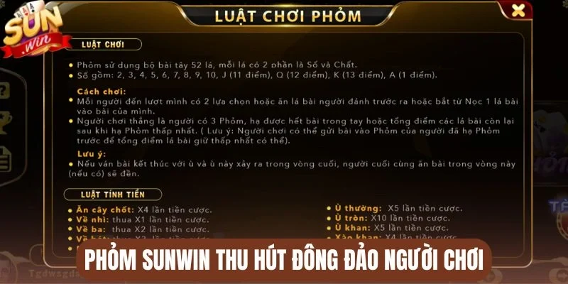 Phỏm Sunwin thu hút đông đảo người chơi