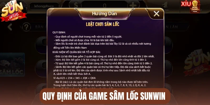 Quy định của game Sâm lốc Sunwin 