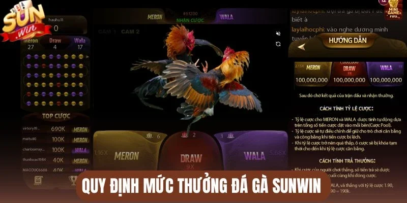 Quy định mức thưởng đá gà Sunwin 