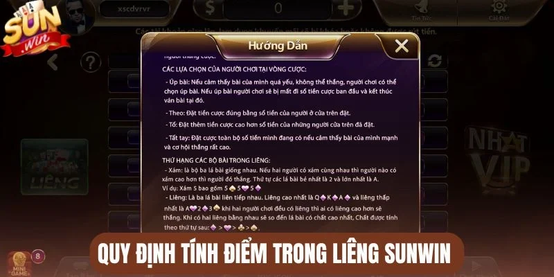 Quy định tính điểm trong Liêng Sunwin