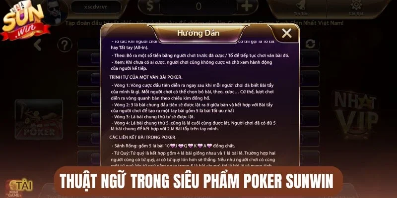 Thuật ngữ trong siêu phẩm Poker Sunwin 